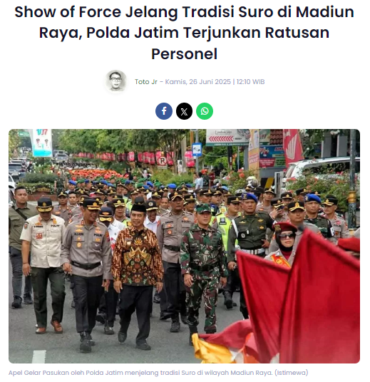 Show of Force Jelang Tradisi Suro di Madiun Raya, Polda Jatim Terjunkan Ratusan Personel
