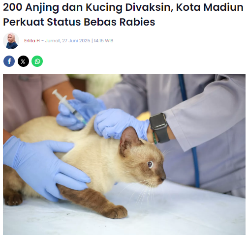 200 Anjing dan Kucing Divaksin, Kota Madiun Perkuat Status Bebas Rabies