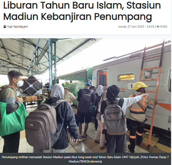 Liburan Tahun Baru Islam, Stasiun Madiun Kebanjiran Penumpang