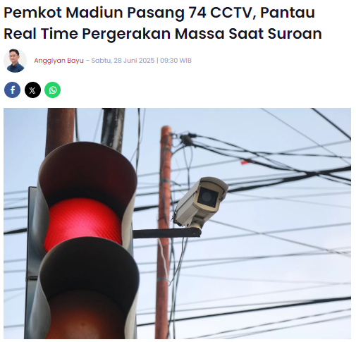 Pemkot Madiun Pasang 74 CCTV, Pantau Real Time Pergerakan Massa Saat Suroan