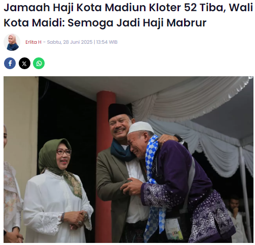 Jamaah Haji Kota Madiun Kloter 52 Tiba, Wali Kota Maidi, Semoga Jadi Haji Mabrur