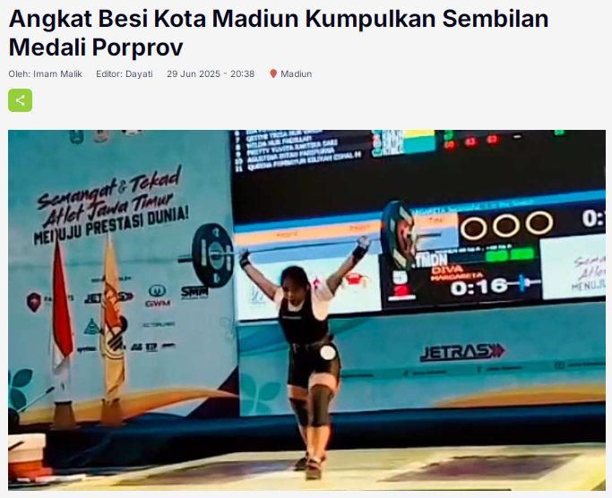 Angkat Besi Kota Madiun Kumpulkan Sembilan Medali Porprov