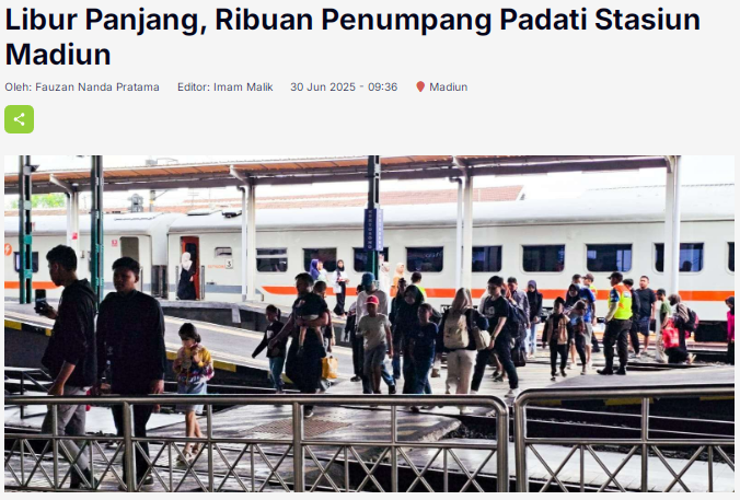 Libur Panjang, Ribuan Penumpang Padati Stasiun Madiun