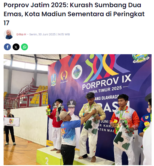 Porprov Jatim 2025, Kurash Sumbang Dua Emas, Kota Madiun Sementara di Peringkat 17
