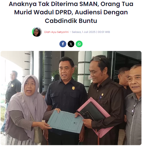 Anaknya Tak Diterima SMAN, Orang Tua Murid Wadul DPRD, Audiensi Dengan Cabdindik Buntu