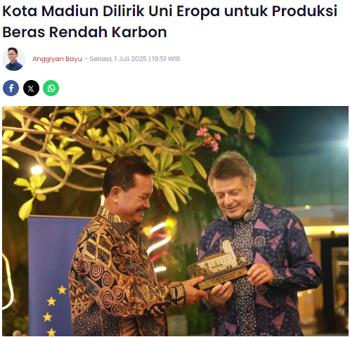 Kota Madiun Dilirik Uni Eropa untuk Produksi Beras Rendah Karbon
