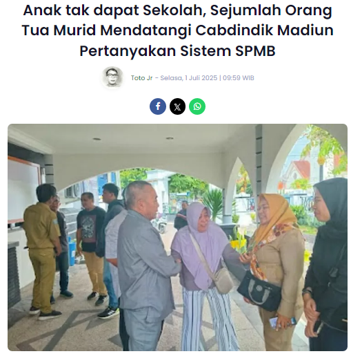 Anak tak dapat Sekolah, Sejumlah Orang Tua Murid Mendatangi Cabdindik Madiun Pertanyakan Sistem SPMB