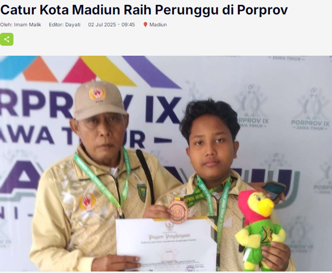 Catur Kota Madiun Raih Perunggu di Porprov