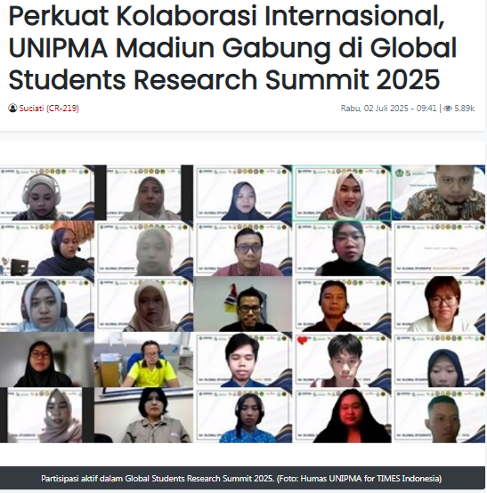 Perkuat Kolaborasi Internasional, UNIPMA Madiun Gabung di Global Students Research Summit 2025