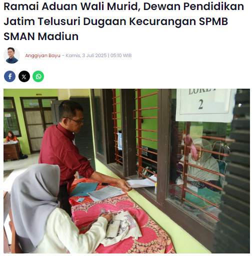 Ramai Aduan Wali Murid, Dewan Pendidikan Jatim Telusuri Dugaan Kecurangan SPMB SMAN Madiun