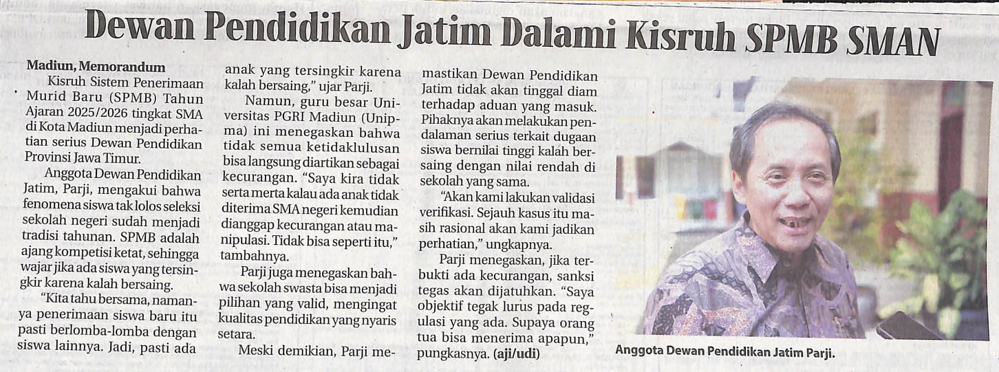 Dewan Pendidikan Jatim Dalami Kisruh SPMB SMAN