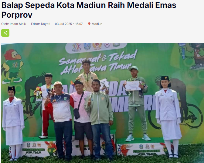 Balap Sepeda Kota Madiun Raih Medali Emas Porprov
