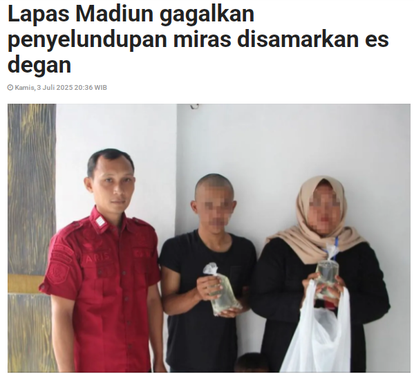 Lapas Madiun gagalkan penyelundupan miras disamarkan es degan
