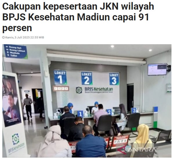 Cakupan kepesertaan JKN wilayah BPJS Kesehatan Madiun capai 91 persen