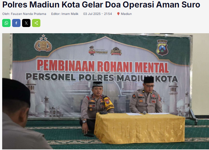 Polres Madiun Kota Gelar Doa Operasi Aman Suro