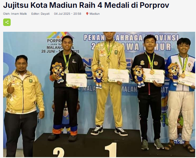 Jujitsu Kota Madiun Raih 4 Medali di Porprov