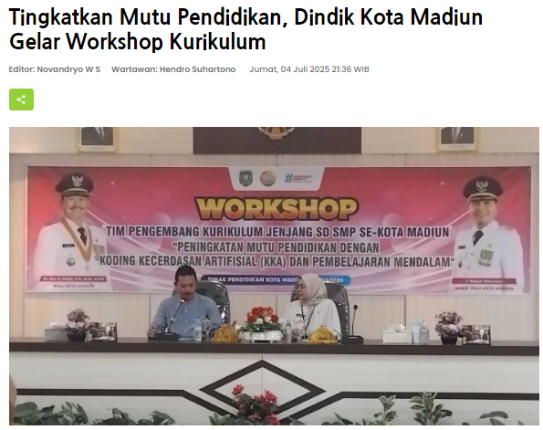 Tingkatkan Mutu Pendidikan, Dindik Kota Madiun Gelar Workshop Kurikulum