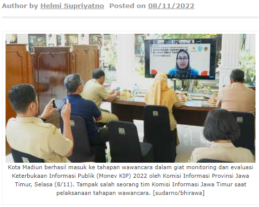 Tahun Ini Kota Madiun Kembali Berpeluang Raih Penghargaan Keterbukaan Informasi