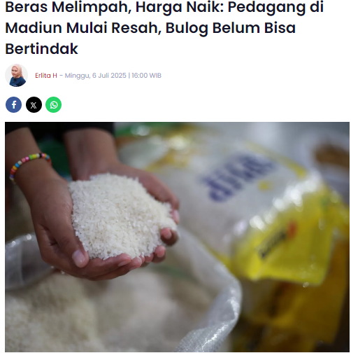 Beras Melimpah, Harga Naik Pedagang di Madiun Mulai Resah, Bulog Belum Bisa Bertindak