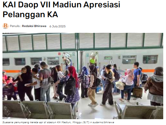 KAI Daop VII Madiun Apresiasi Pelanggan KA