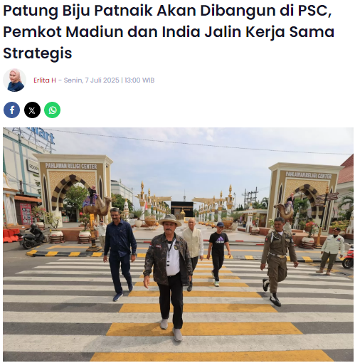 Patung Biju Patnaik Akan Dibangun di PSC, Pemkot Madiun dan India Jalin Kerja Sama Strategis