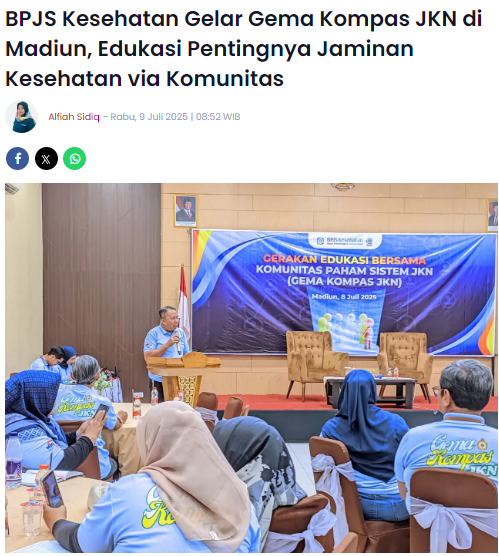 BPJS Kesehatan Gelar Gema Kompas JKN di Madiun, Edukasi Pentingnya Jaminan Kesehatan via Komunitas