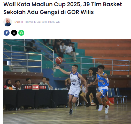 Wali Kota Madiun Cup 2025, 39 Tim Basket Sekolah Adu Gengsi di GOR Wilis