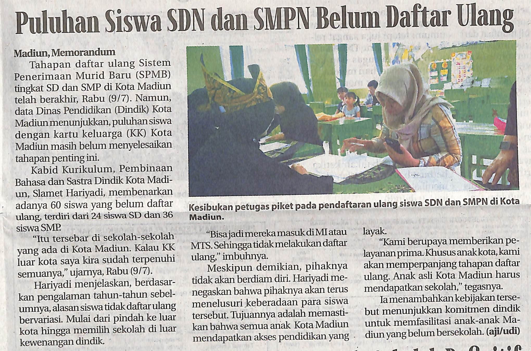 Puluhan Siswa SDN dan SMPN Belum Daftar Ulang