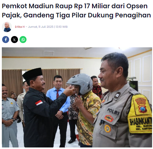 Pemkot Madiun Raup Rp 17 Miliar dari Opsen Pajak, Gandeng Tiga Pilar Dukung Penagihan