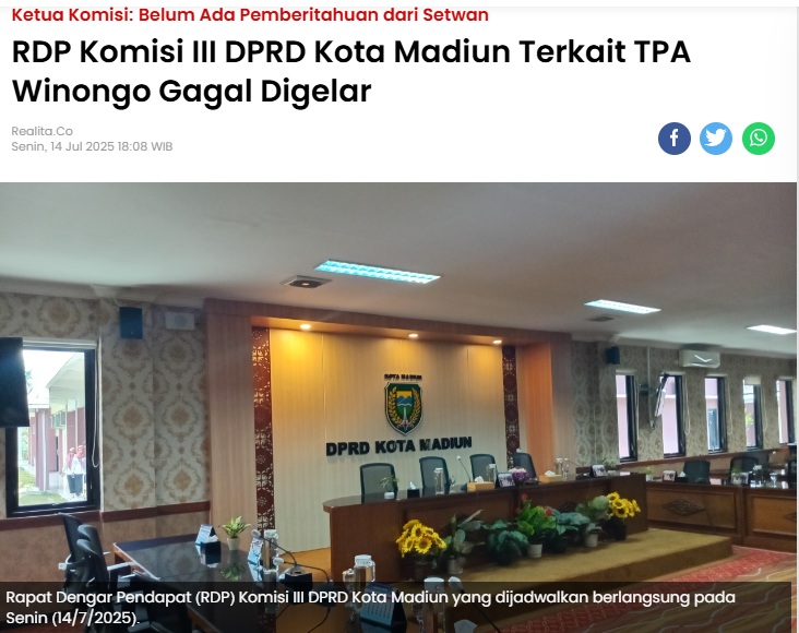 RDP Komisi III DPRD Kota Madiun Terkait TPA Winongo Gagal Digelar