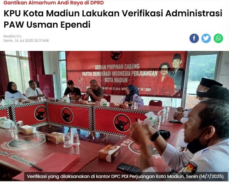 KPU Kota Madiun Lakukan Verifikasi Administrasi PAW Usman Ependi