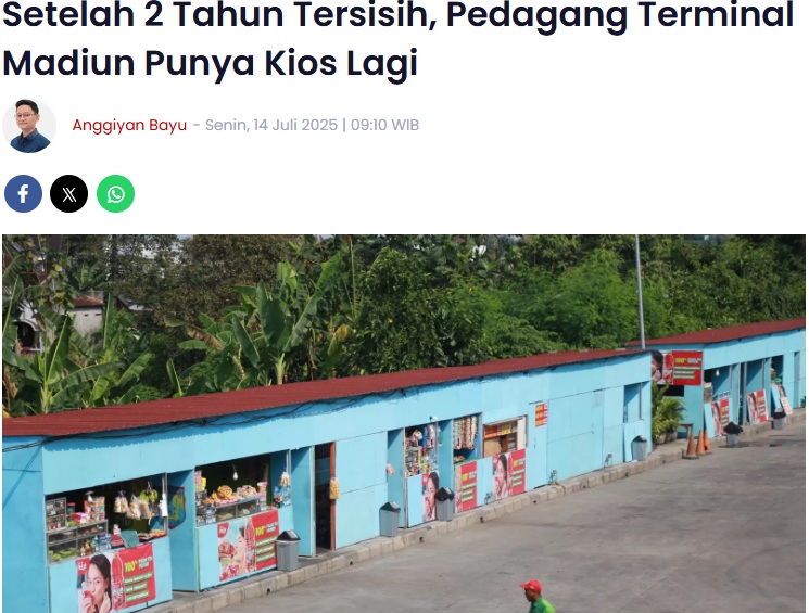 Setelah 2 Tahun Tersisih, Pedagang Terminal Madiun Punya Kios Lagi