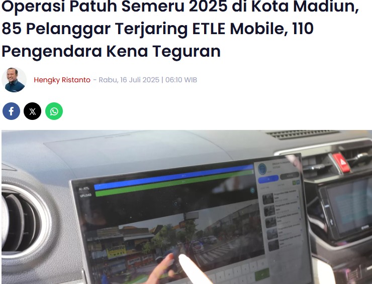 Operasi Patuh Semeru 2025 di Kota Madiun, 85 Pelanggar Terjaring ETLE Mobile, 110 Pengendara Kena Teguran