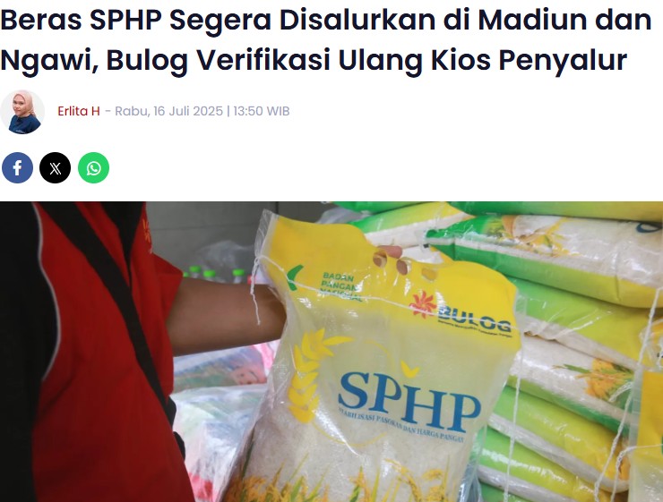 Beras SPHP Segera Disalurkan di Madiun dan Ngawi, Bulog Verifikasi Ulang Kios Penyalur