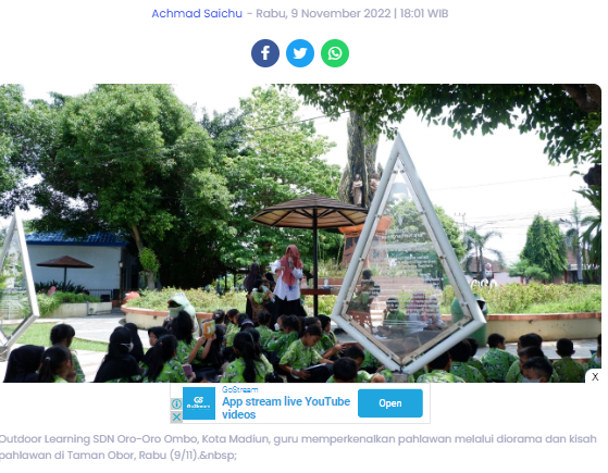 Pembelajaran Outdoor Learning, SDN Oro-Oro Ombo Madiun Kenalkan Pahlawan Bangsa