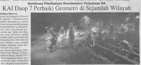 KAI Daop 7 Perbaiki Geometri di Sejumlah Wilayah