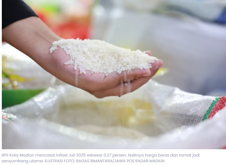 Harga Beras dan Tomat Melonjak, Inflasi Madiun Tembus 0,27 Persen