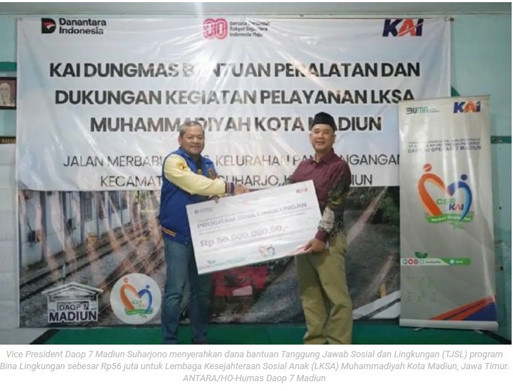 Daop Madiun salurkan bantuan TJSL bina lingkungan untuk LKSA Muhammadiyah