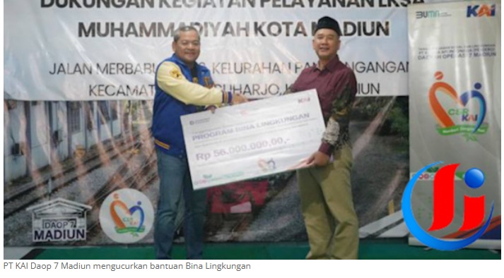 PT KAI Daop 7 Madiun Kucurkan Bantuan Bina Lingkungan untuk Muhammadiyah