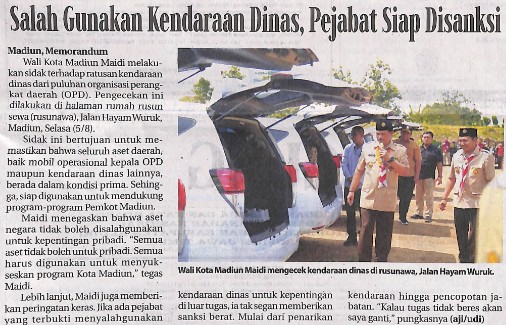 Salah Gunakan Kendaraan Dinas, Pejabat Siap Disanksi