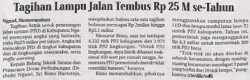 Tagihan Lampu Jalan Tembus Rp 25 M se-Tahun