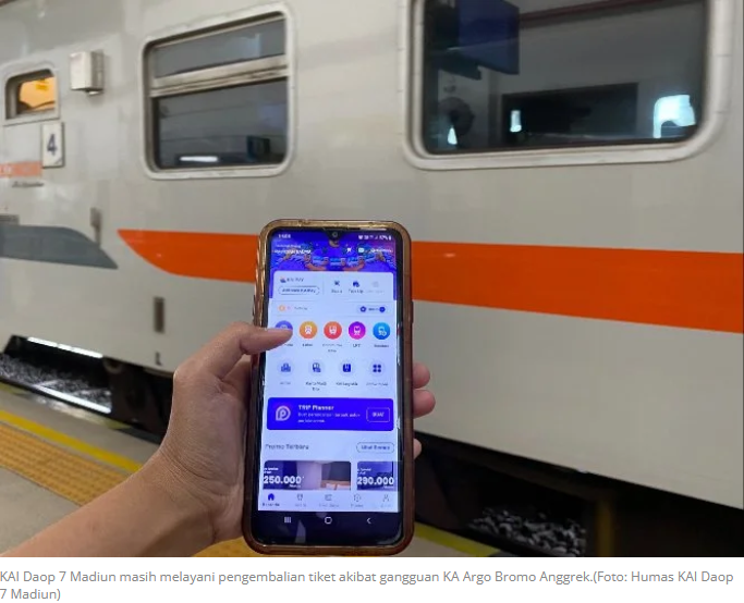 KAI Daop 7 Madiun Masih Layani Pengembalian Tiket 100 Persen Akibat Gangguan KA Argo Bromo Anggrek