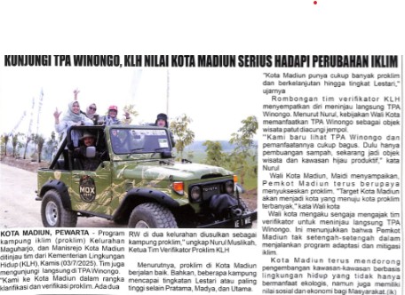 KUNJUNGI TPA WINONGO, KLH NILAI KOTA MADIUN SERIUS HADAPI PERUBAHAN IKLIM