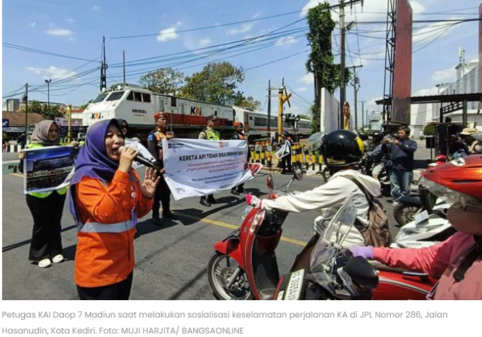 Sambut HUT ke-80 RI, KAI Daop 7 Madiun Gelar Sosialisasi Keselamatan Perjalanan KA