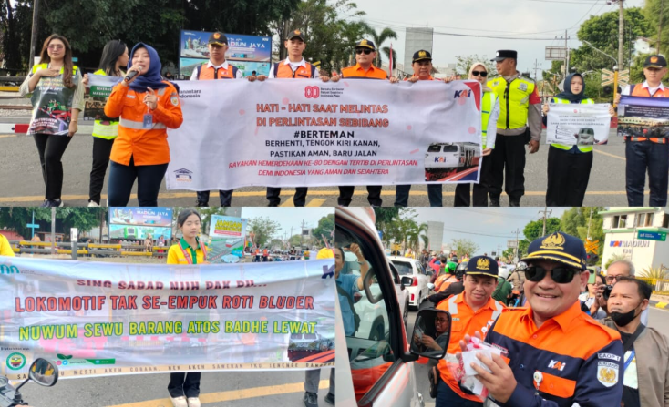 Sosialisasi Keselamatan di Pintu Perlintasan, KAI Daop 7 Madiun: Lokomotif Tak Se-Empuk Roti Bluder