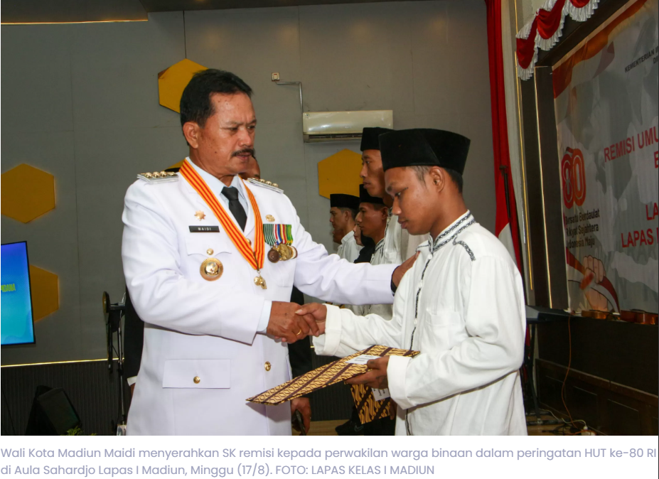 HUT RI ke-80, Ratusan Napi di Lapas Madiun Terima Remisi, 20 Langsung Bebas