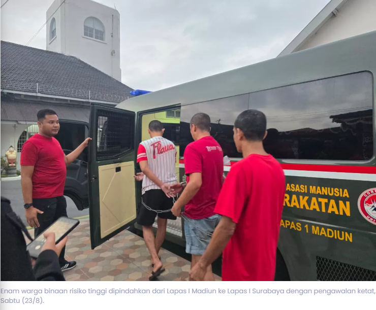 Demi Keamanan, Lapas Madiun Pindahkan Enam Napi Risiko Tinggi ke Surabaya