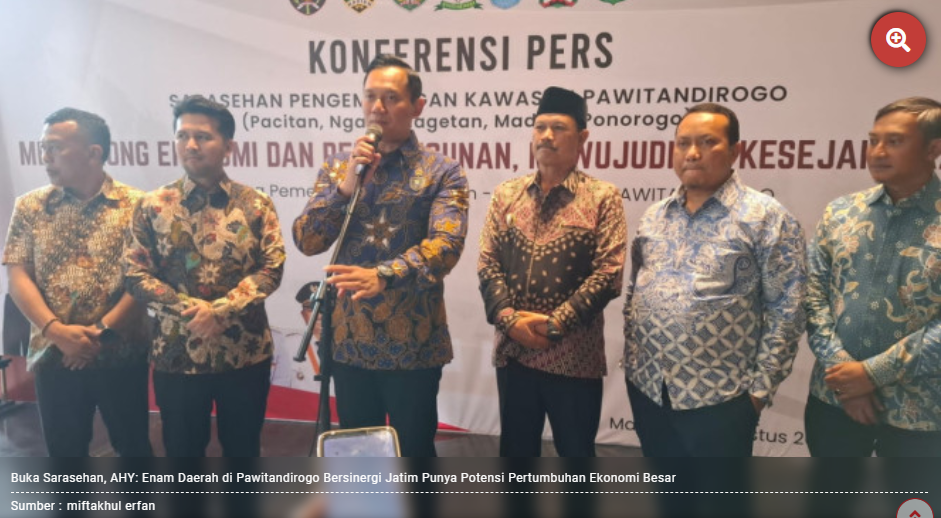 Buka Sarasehan, AHY: Enam Daerah di Pawitandirogo Bersinergi Jatim Punya Potensi Pertumbuhan Ekonomi Besar