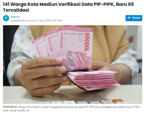 141 Warga Kota Madiun Verifikasi Data PIP-PIPK, Baru 65 Tervalidasi