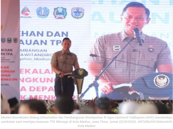 Menko AHY, Konsep TPA Kota Madiun jadi role model pengelolaan sampah